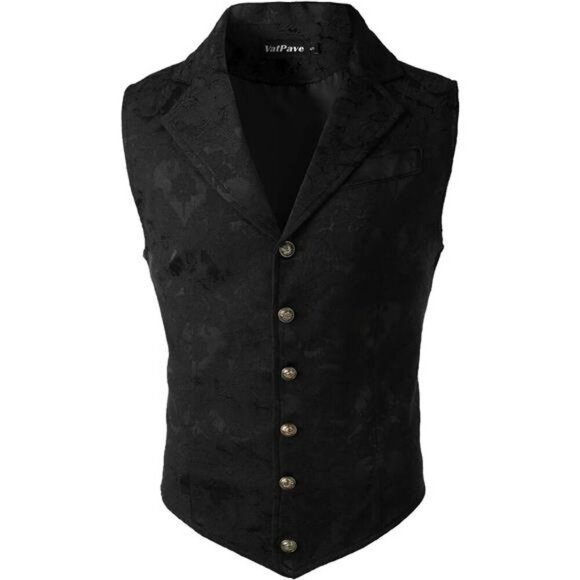 Mens Steampunk Gothic Vest Victorian Waistcoat Slim Fit Costume Dress Vest - Picture 2 of 7